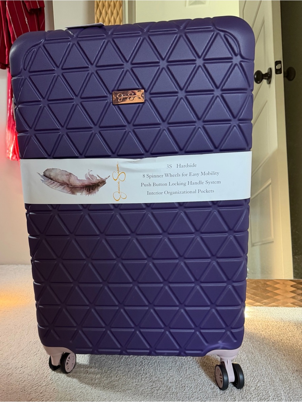 Jessica Simpson Purple Geometric Hardside Spinner Luggage